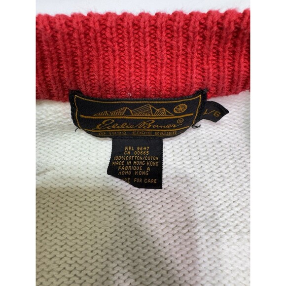 Vintage Eddie Bauer Sweater Mens Large Golf Argyle Cardigan Button Front 90s - Picture 5 of 16